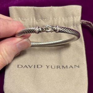DAVID YURMAN 5mm Diamond 925 Sterling Silver Cuff Bracelet Small Fits 6 1/4”